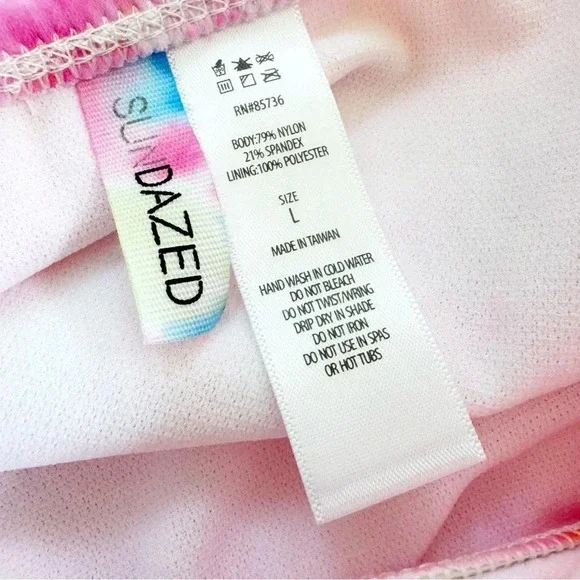 NWT Sundazed Tie Dyed Side Tie High Waist Bikini Bottom Orange and Pink Size L - Picture 8 of 10